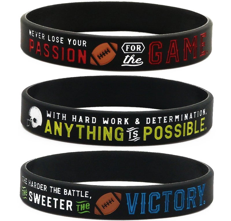 Inkstone 12 pcs Football Motivational Silicone Bracelets â€“ Sports Wristbands with Inspiring Quotes, Team Spirit Gifts & Football Party Favors - Image 3